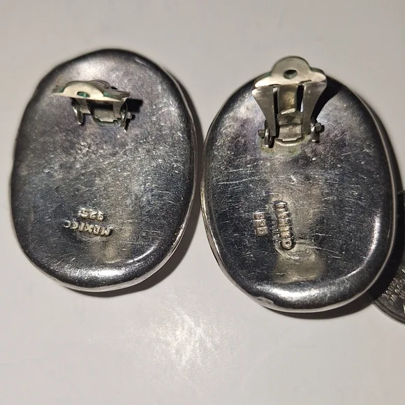 Large Sterling Silver Clip on Earrings - Picture 2 of 11
